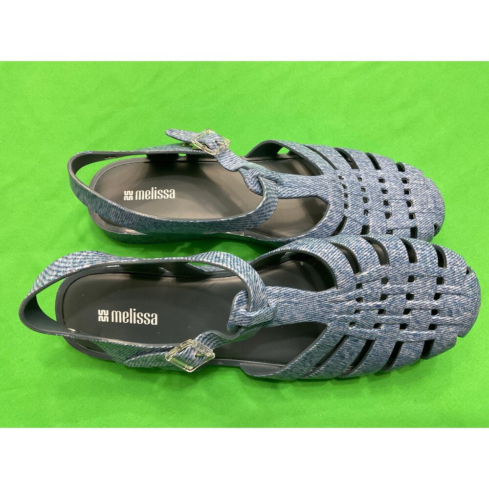 Melissa Women’s Possession Denim Print Fisherman Sandal Size 10